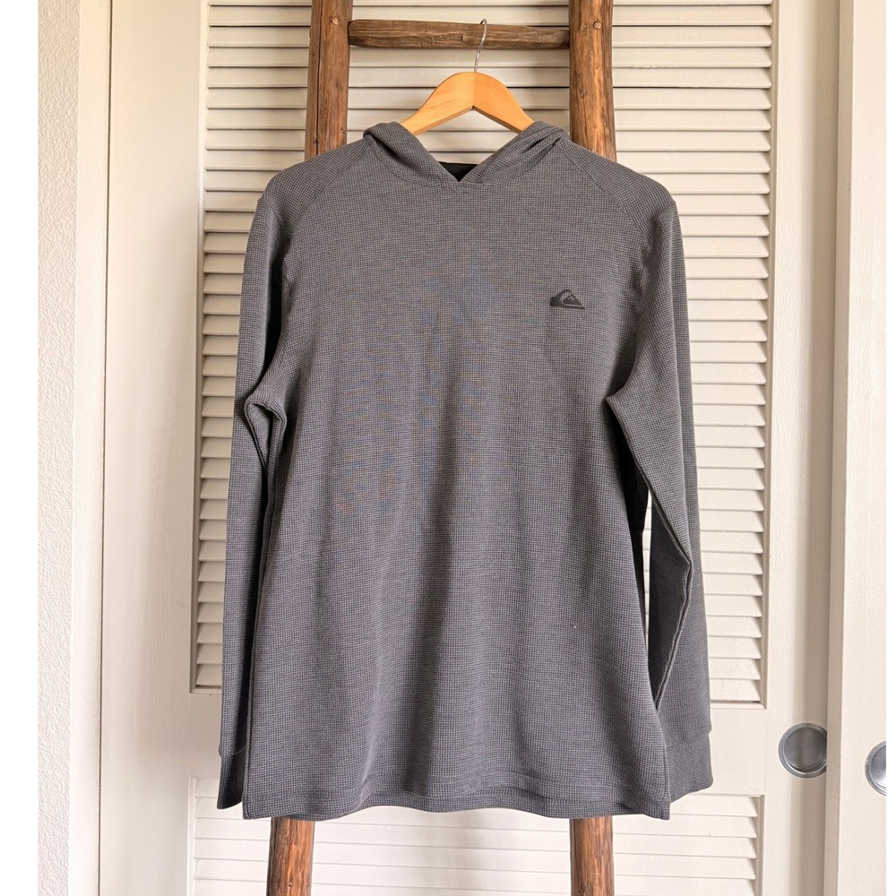 Quiksilver DryFlight hoodie in a charcoal grey waffle knit.